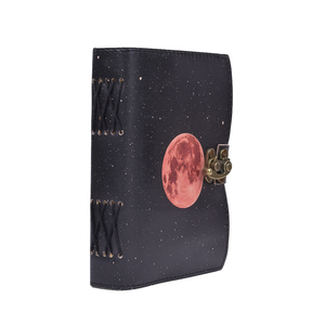 A5 Red Moon Galaxy Design Cardboard <b>Lock</b> <b>Diary</b> Notebook with Metal Clasp 100 Pages Handmade Paper Journal for Writing & Gifting - Product Image 3