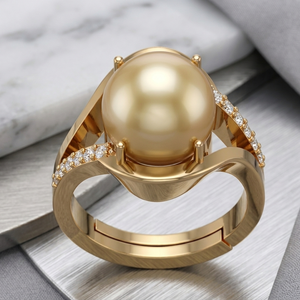 White Pearl Round <b>Ring</b> US 6 12mm CZ 925 Sterling Silver 18K Gold Plated Trendy Fashion <b>Ring</b> for Women - Product Image 3