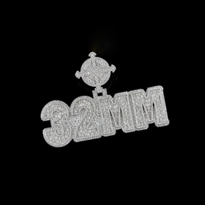 Colgante de Lujo con Diseño de Letra Personalizada, Estilo Hip Hop, Chapado en Rodio sobre Plata de Ley 925, con Diamantes de Moissanita VVS - Product Image 1