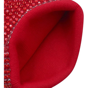 Wholesale Black Rhinestone Beanie Hat Rib Knit <b>Winter</b> <b>Cap</b> Unisex Soft Warm Stretch Skull <b>Cap</b> Custom Logo Hat - Product Image 4