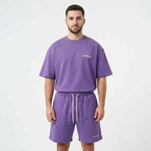 Tracksuit Men's <b>T</b> <b>Shirt</b> and Short Set With Zipper Casual Oversized <b>Shirts</b> Sets Cotton <b>Polyester</b> Pullover Men's Custom LOGO - Product Image 5