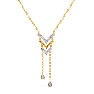 Collar de diamantes en capas con diseño de chevron, doble colgante y centro moderno en forma de V - Product Image 1