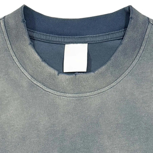 Wholesale Men's 270gsm Heavyweight Cotton <b>T</b>-Shirt Blank Acid Washed Distressed O-Neck Short Sleeve Custom Streetwear Thick Neck - Product Image 6