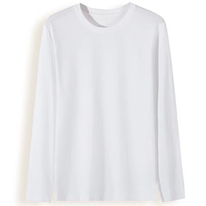 Camiseta de Manga Larga para Hombre, Talla Grande, 100% Algodón, Cuello Redondo, Corte Holgado, Color Sólido, Estampada, con Logotipo Personalizado en la Parte Delantera - Product Image 4