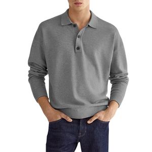 New Men's <b>Fall</b> Long-Sleeved Polo <b>Shirt</b> V-neck Button Casual Tops Loose Comfortable <b>T</b>-<b>shirt</b> 2025 - Product Image 2