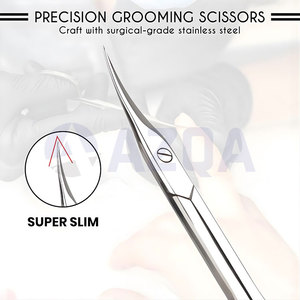 Ciseaux à cuticules en acier inoxydable de haute qualité avec étui en cuir pour une manucure et une pédicure précises, soin des ongles - Product Image 3