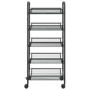 5-Tier Black Iron <b>Kitchen</b> Trolley 18.1"x10.2"x41.3" Versatile <b>Storage</b> Solution - Product Image 3