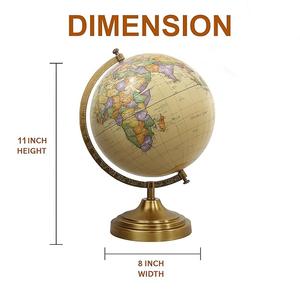 Globo Terráqueo Antiguo Premium con Base Metálica Minimalista, Globo Geográfico con Mapa del Mundo - Product Image 2