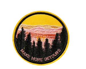 Parche Termoadhesivo Bordado 'Make More Detours' en Forma de Círculo, Fieltro No Tejido, Decoración para Regalos - Product Image 1