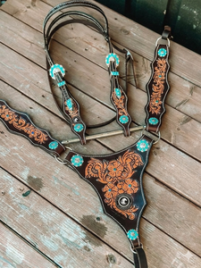 Conjunto de cabezada y pechera de cuero vacuno ligero estilo western con riendas, nuevo diseño, equipo de equitación de alta calidad - Product Image 2