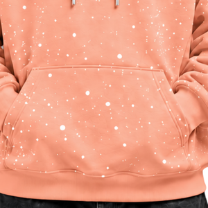 Peach <b>White</b> Speckled Print <b>Men</b> Hoodie Heavyweight Pullover <b>Sweatshirt</b> Long Sleeve Drawstring Hood Kangaroo Pocket Streetwear - Product Image 6