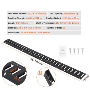 Kit di fissaggio per carichi pesanti E-Track da 4 pezzi, 5 binari in acciaio per carichi pesanti fino a 900 kg, accessori per il controllo del carico - Product Image 4