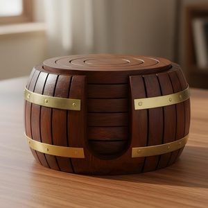 <b>Set</b> of <b>6</b> Wooden Coasters Handmade Wooden Drink Coaster <b>Set</b> Rustic Table Coasters for Coffee Tea Cups <b>Mugs</b> Home Kitchen & Dining - Product Image 1