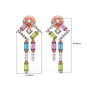 RIZTA JEWELS Boucles d'oreilles en Or 14K, très tendance, vente en gros, serties de pierres naturelles couleur diamant, taille émeraude, couleur DEF - Product Image 5