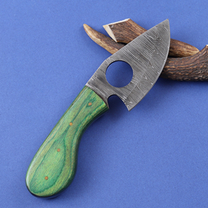 Couteau de Découpe à Lame Fixe en Damas Forgé Sur Mesure, Manche en Pakka, Étui en Cuir, OEM, Manche Plein, Couteau Utilitaire Compact pour le Camping - Product Image 4