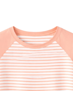 Custom Peach <b>White</b> Striped Raglan T Shirt Cotton Summer Casual Wear Tee Contrast Sleeve Round Neck OEM Supplier Manufacturer - Product Image 5