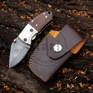 มีดพับดามัสกัส OEM พรีเมียม ด้ามไม้ มีดพกพา ทำมือ ขนาดกะทัดรัด EDC สำหรับล่าสัตว์ กิจกรรมกลางแจ้ง ของขวัญสำหรับเขา G10 ขายดี ปี 2026 - Product Image 6