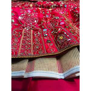 Lehenga choli ชุดปาร์ตี้สำหรับงานแต่งงานและโอกาสพิเศษงานดีไซน์เนอร์ทำจากด้ายหลากสี2XL สีชมพู - Product Image 4