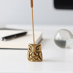 Antique Golden Brass Wise Owl Incense <b>Stick</b> Holder Brass Owl Incense Incense <b>Stick</b> Holder Aromatherapy <b>Diffuser</b> for Home Office - Product Image 1