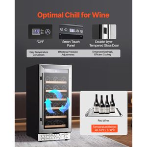 Frigorifero per Vini da 28 Bottiglie, Mini Frigo con Porta in Vetro Regolabile e Controllo Digitale della Temperatura, Alimentazione Elettrica - Product Image 3