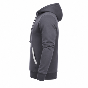 เสื้อฮู้ดผู้ชายแบบสวมหัว กระดุมสองแถว คอปก ผ้าฟลีซลำลอง มีฮู้ด - Product Image 2