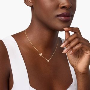 Chain-Set Initial N <b>Necklace</b> With Lab-Grown Diamonds In Yellow Gold - Product Image 2