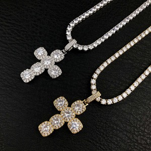 Pendentif Croix Populaire en Vente Directe, Pendentif Homme Rétro Hip-hop Entièrement Sertie de Micro-Diamants et de Zircons - Product Image 3