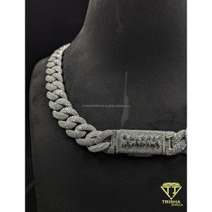Luxury <b>Iced</b> <b>Out</b> Cuban Link <b>Chain</b> Necklace VVS Moissanite Diamond Pave Setting 925 Sterling Silver Hip Hop Jewelry For Men - Product Image 3