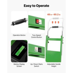Carrello Elettrico Saliscale da 400 kg con Manico Estensibile da 400 cm, Carrello Elettrico per Carichi Pesanti - Product Image 6
