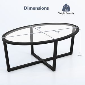 Tavolino da Caffè Ovale Contemporaneo in Vetro con Gambe in Legno Massello di Acacia e Base Incrociata - Product Image 6