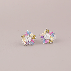 Snowflake <b>Stud</b> <b>Earrings</b> Women's Silver Plated <b>Crystal</b> Rhinestone Round Brilliant Cut Alloy Romantic Engagement Jewelry - Product Image 3