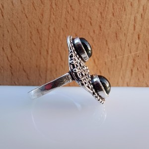 Anillo Art Deco de Ónix Negro, Chapado en Plata de Ley 925, Hecho a Mano, Joyería Elegante para Mujer, Regalo para Bodas y Fiestas - Product Image 3