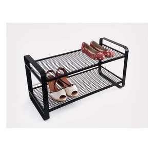 Creative 2 Tier Black Metal Stackable Shoe Rack <b>Organizer</b> For Entryway Or Closet Space Saving Freestanding Shoe Storage <b>Shelf</b> - Product Image 3
