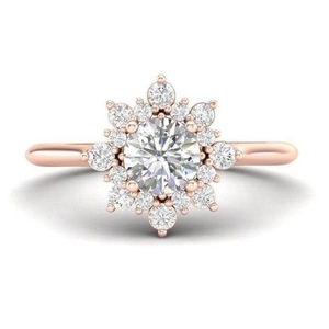 Anillo de Compromiso Romántico con Diamante de Corte Brillante Redondo, Oro Rosa, Joyería de Diamantes Naturales Certificados por GIA para Mujer - Product Image 1