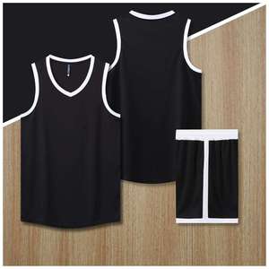 ชุดเสื้อบาสเก็ตบอลชายแขนกุดคอวีโพลีเอสเตอร์ 100% ระบายความชื้นได้ดีสีทึบชุดฝึกซ้อมผู้ใหญ่ทุกฤดูกาล - Product Image 5