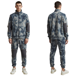 Conjunto Deportivo para Hombre con Efecto Desgastado y Parches Únicos, Traje de Felpa Gruesa - Product Image 4