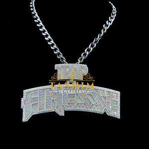 Pendentif Rose Iced Out de Qualité Supérieure en Argent Sterling 925, Collier de Mariage Hip Hop Flamme avec Diamant Moissanite, Fournisseur Indien - Product Image 2