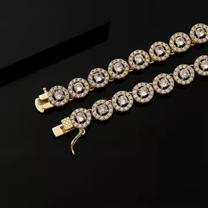 Premium Hip Hop Moissanite Tennis Necklace Round Brilliant Cut Luxury <b>Chain</b> Jewelry for Men Women Gift - Product Image 1