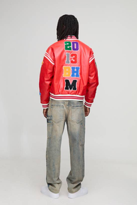 Chaqueta Varsity de Invierno para Hombre, de Lana y Piel de Oveja, Impermeable y Cortavientos, Personalizada con Letras Bordadas en la Parte Delantera, Talla Grande - Product Image 2