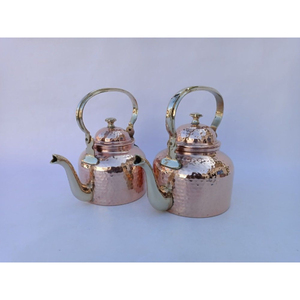 <b>Set</b> Of 2 Pure Copper Kettle With Handle & Lid Ayurvedic Health Benefits Home Kitchen Tabletop <b>Tea</b> Coffee Serving Kettles - Product Image 5