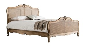 Modern <b>Rattan</b> Headboard and Footboard <b>Bed</b> <b>Frame</b> Wooden Bedstead Black and Natural Panel <b>Bed</b> for Hotel Home Bedroom - Product Image 2