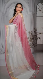 Sari Tradicional KV de Color en Bloques, Hecho a Mano, de Algodón Puro, Reversible, Sin Arrugas, para Fiestas - Product Image 5