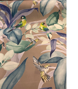 Tissu d'ameublement à motif floral bleu et oiseaux verts, vendu au mètre, motif naturel botanique, textile pour la décoration intérieure - Product Image 4