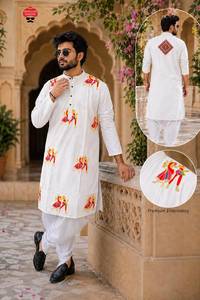 Festive Wear Printed <b>Men</b> Cotton <b>Kurta</b> - Product Image 2