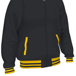 Veste universitaire noire et jaune pour homme, fermeture éclair, vêtement d'extérieur décontracté en polaire, pour l'automne - Product Image 2
