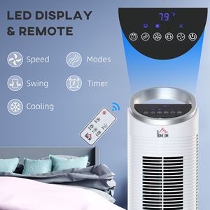 40\" <b>Portable</b> <b>AC</b>-powered Air Cooler with 8H Timer 3-in-1 Oscillating Humidifier LED Display 3 Modes-for Home Use in UK/AU White" - Product Image 5