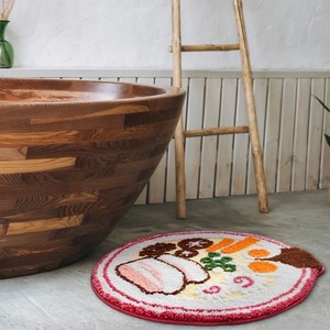 Tapis de bain rond en coton à motif alimentaire fantaisie, avec dos antidérapant en caoutchouc et design touffeté pour usage domestique - Product Image 2