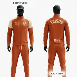 TAISON SPORTS Survêtement d'entraînement de baseball unisexe en polyester premium 220 GSM, séchage rapide, respirant, orange, avec fermeture éclair intégrale - Product Image 1