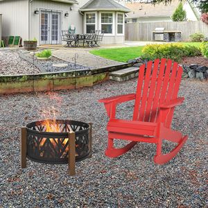 Sedia Adirondack Classica Rustica Rossa con Braccioli Ergonomici, Design in Legno a Doghe e Schienale a Ventaglio per Patio e Balconi - Product Image 2