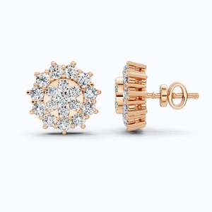 14K Solid Gold Cut Lab Grown Diamond Halo Cluster <b>Stud</b> <b>Earrings</b> IGI Certified Bridal Wedding Party Luxury <b>Fine</b> Jewelry - Product Image 1
